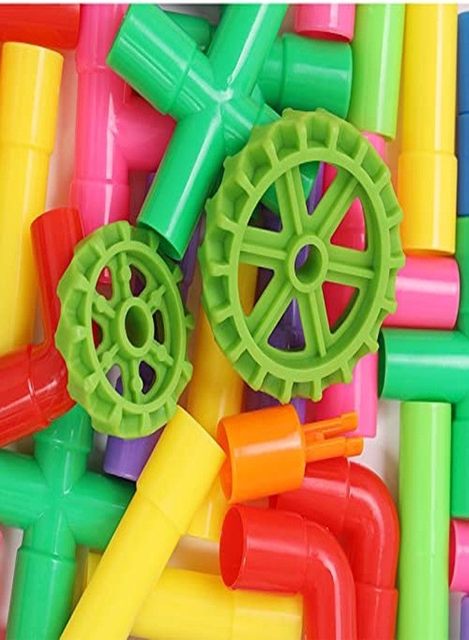 PULSBERY Colorful Building Blocks for Kids - Plastic Pipe Building Block with Wheels Creative Smart Activity Fun and Learning Blocks Puzzle Assemble Toys, Children Gift Set (85Pcs) - Image 4